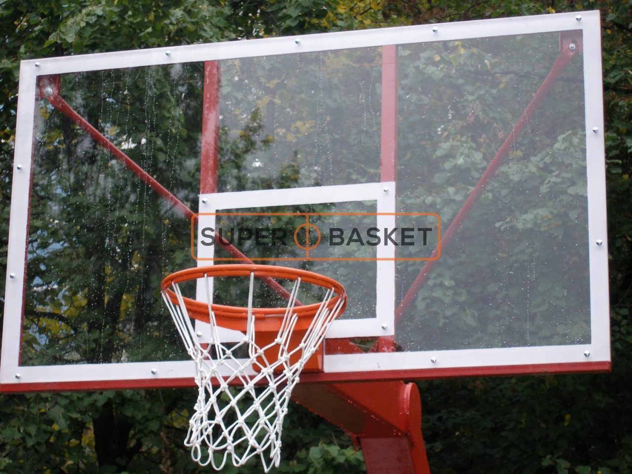 Стойка баскетбольная стационарная Г-образная, вынос 1,2м. для уличных площадок.