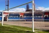 Ворота футбольные 7,32х2,44 м игровые алюминий стационарные овальная труба ГОСТ Р 55664-2013
